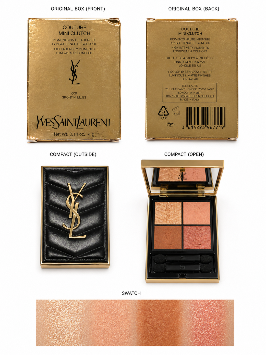 YSL Couture Mini Clutch Eyeshadow Palette – 600 Spontini Lilies (Minor Box Damage)
